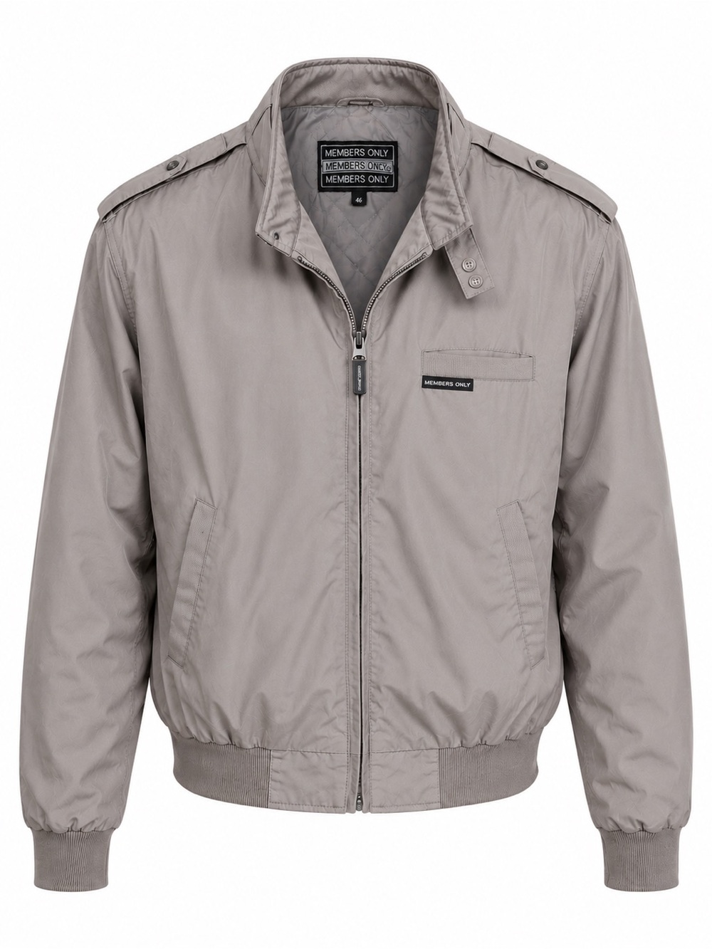 Vintage Members Only Racer Jacket | Stone Gray Bomber | Men’s 46